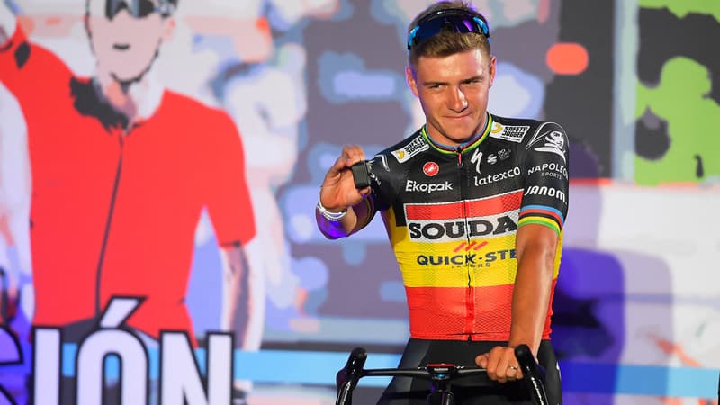 Remco Evenepoel le 24 aout 2023 lors de la presentation des coureurs de la Vuelta 1694223 1