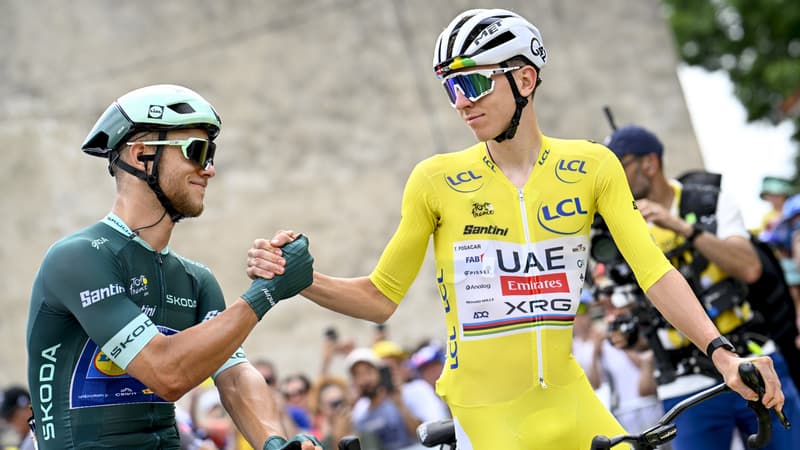 Jonathan Milan et Tadej Pogacar lors du Tour de France 2025 2114684