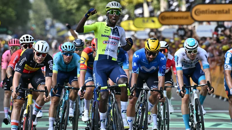 L Erythreen Biniam Girmay remporte la 3e etape du Tour de France au sprint le 1er juillet 2024 1895361
