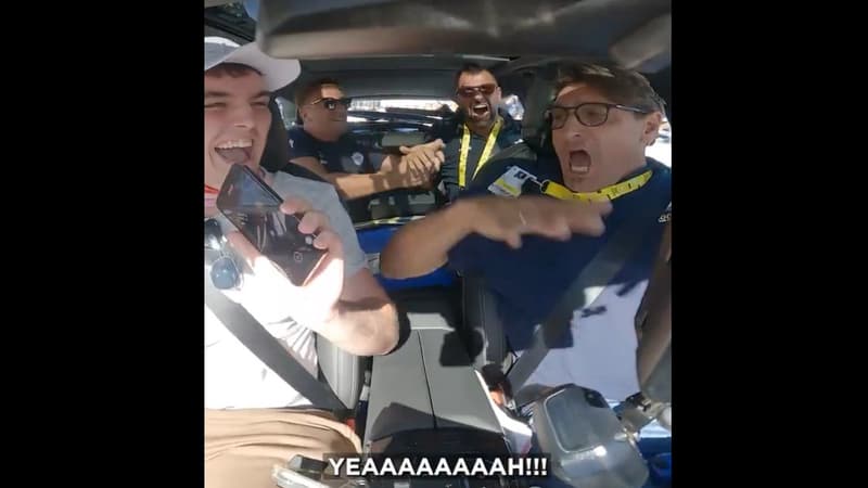 L explosion de joie dans la voiture Soudal Quick Step lors de la victoire de Valentin Paret Peintre au Mont Ventoux sur la 16e etape du Tour de France le 22 juillet 2025 2114757 1