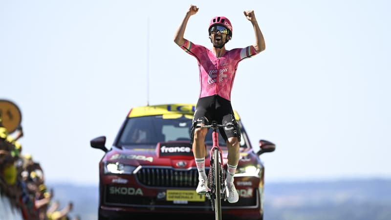 Le coureur irlandais Ben Healy EF Education EasyPost vainqueur de la 6e etape du Tour de France 10 juillet 2025 2109998