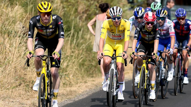 Matteo Jorgenson Tadej Pogacar et Jonas Vingegaard sur la 10e etape du Tour de France 2025 2111721