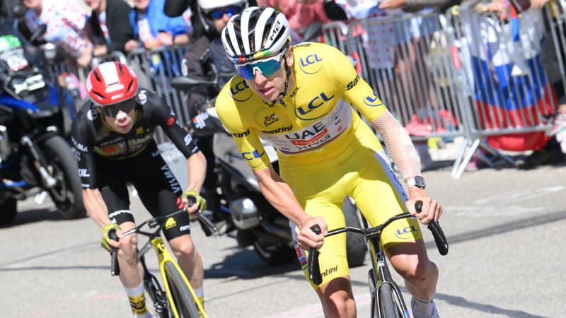 Tadej Pogacar et Jonas Vingegaard lors de la 16e etape du Tour de France le 22 juillet 2025 2114913