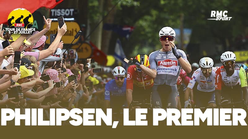 Tour de France E1 Philipsen gagne au sprint et prend le Maillot jaune les Comms RMC 2107605