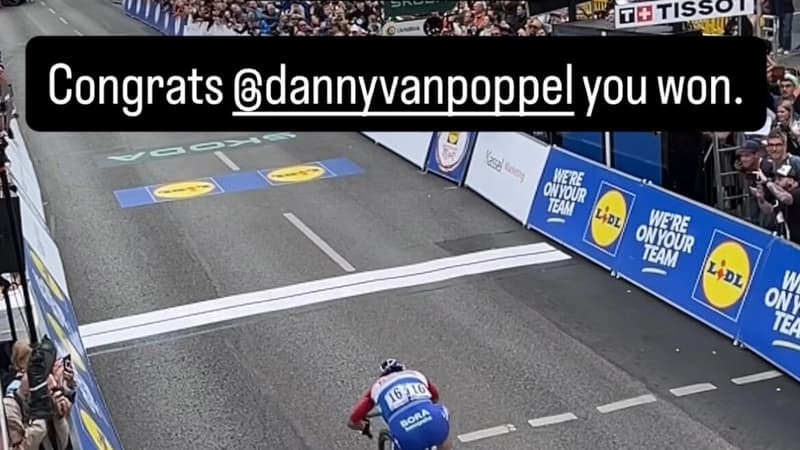 Tadej Pogacar proteste contre le declassement de Danny Van Poppel sur la 3e etape du Tour d Allemagne le 23 aout 2025 2126103
