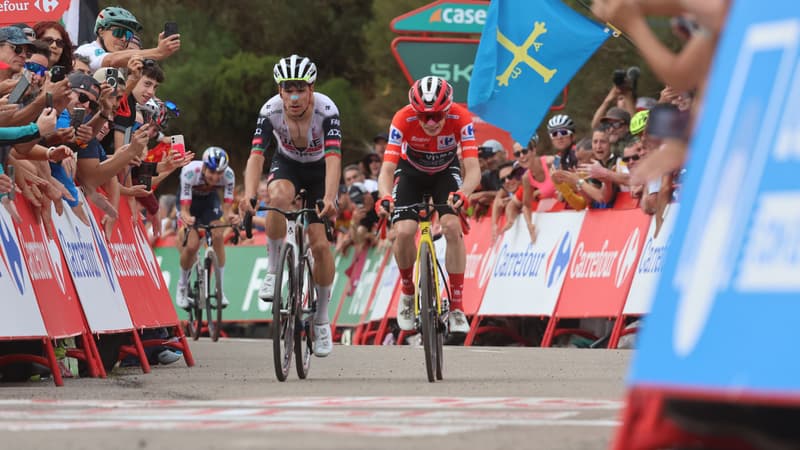 Joao Almeida et Jonas Vingegaard a l arrivee de la 14e etape de la Vuelta le 6 septembre 2025 2134616