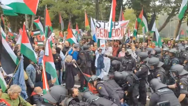 Les manifestations pro palestiniennes lors de la 16e etape de la Vuelta le 9 septembre 2025 2134848