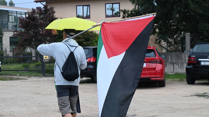 Un manifestant pro palestinien sur la Vuelta le 9 septembre 2025 2135268