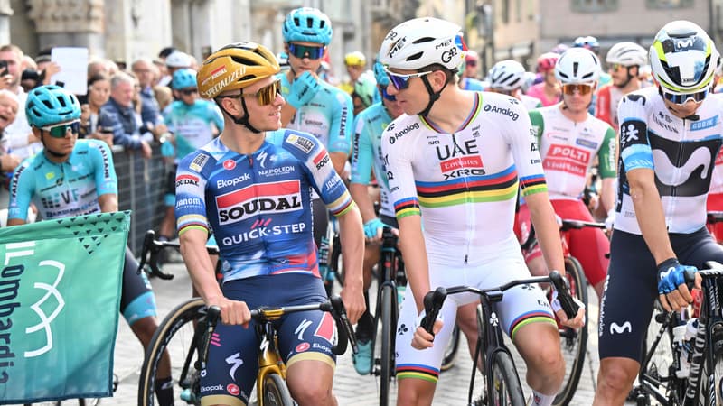 Remco Evenepoel et Tadej Pogacar au depart du Tour de Lombardie le 11 octobre 2025 2161237