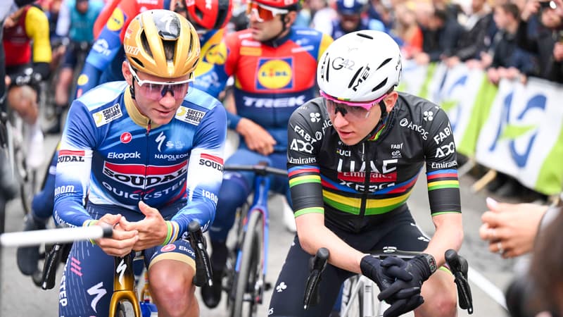 Remco Evenepoel et Tadej Pogacar lors de la Fleche Wallonne 2025 2072265