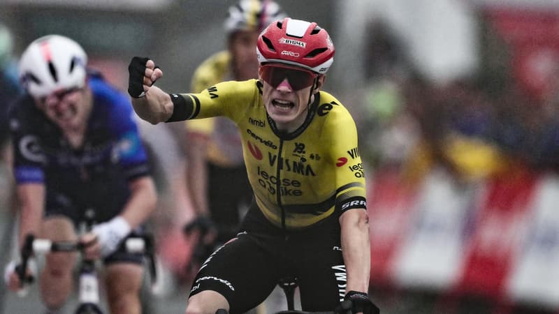 La joie de Jonas Vingegaard qui remporte la deuxieme etape de la Vuelta le 24 aout 2025 2126309