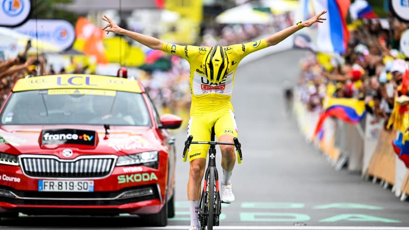 Tadej Pogacar celebre sa victoire sur le Tour de France a Isola 2000 le 19 juillet 2024 2166127